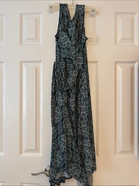 Motherhood Maternity Black & Teal Patterned Sleeveless Maxi Dress